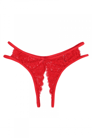 String ouvert dentelle Rouge - Litolu Lingerie – Image 2