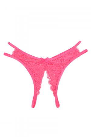 String ouvert dentelle Rose - Litolu Lingerie – Image 2
